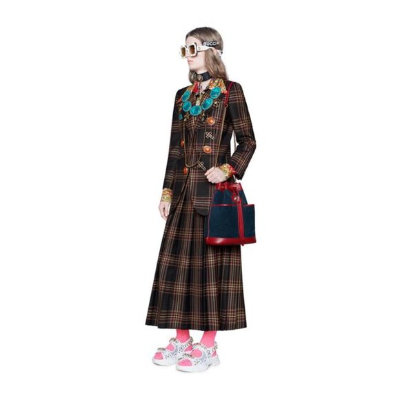 Gucci Bucket Rajah Medium Suede Hobo Bag in Blue NEW WITH DUST BAG - Picture 12 of 13